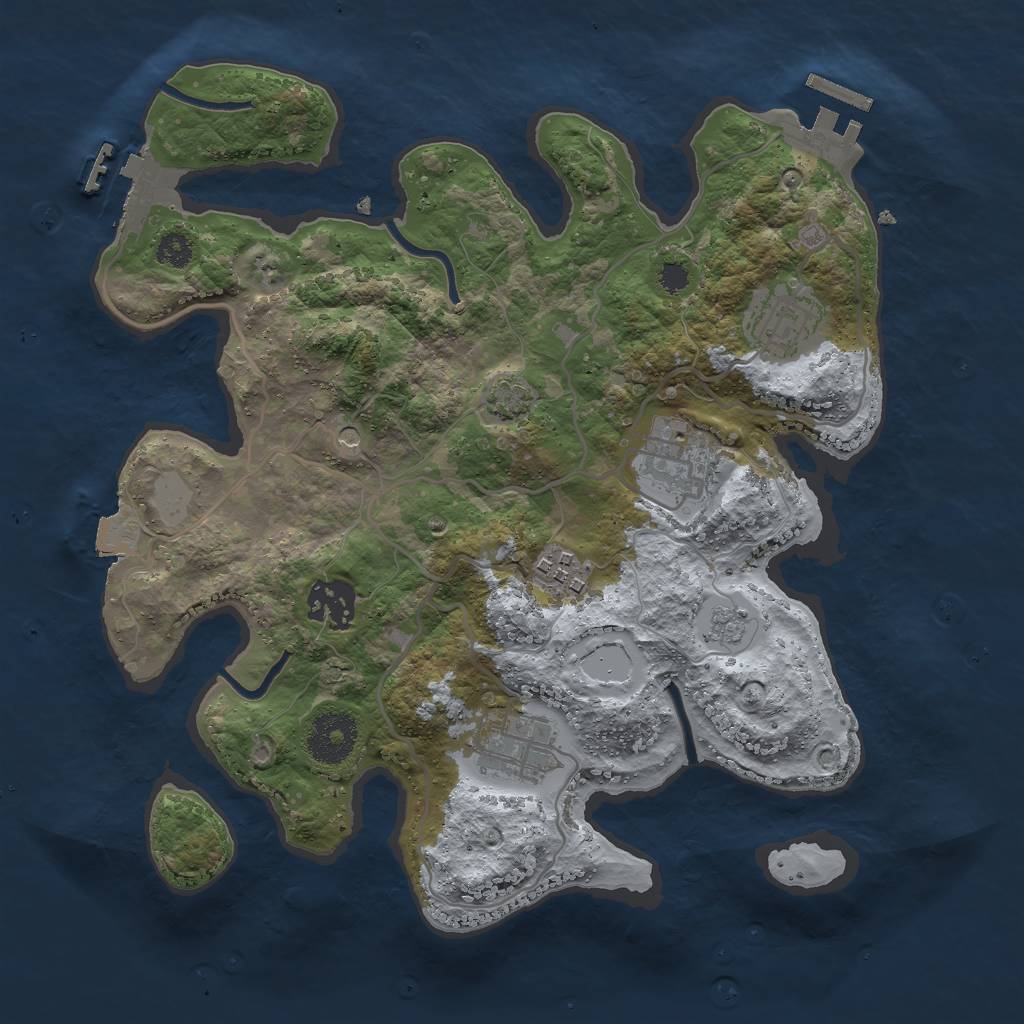 Rust Map: Procedural Map, Size: 3000, Seed: 2112976283, 13 Monuments