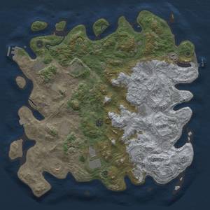 Thumbnail Rust Map: Procedural Map, Size: 4500, Seed: 495847177, 19 Monuments