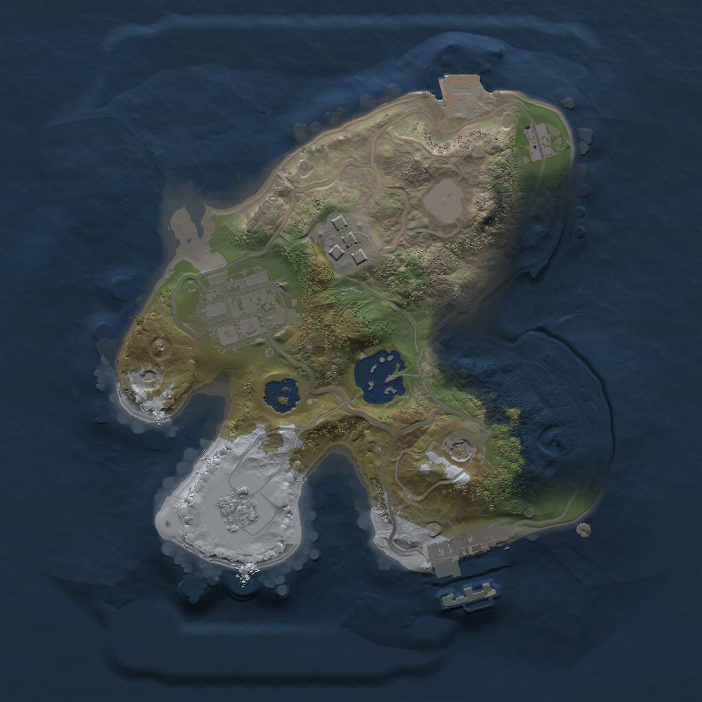 Rust Map: Procedural Map, Size: 2000, Seed: 2040995630, 7 Monuments