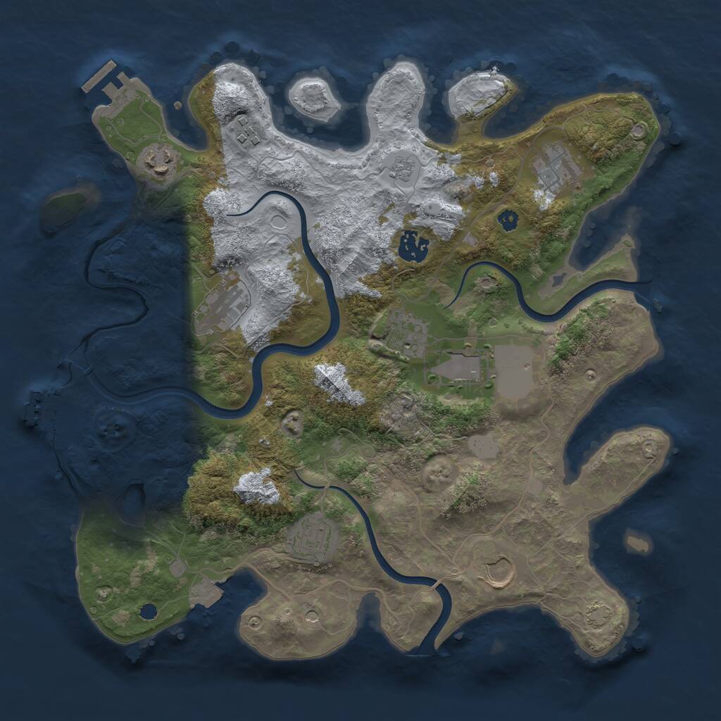 Rust Map: Procedural Map, Size: 3500, Seed: 957022280, 15 Monuments