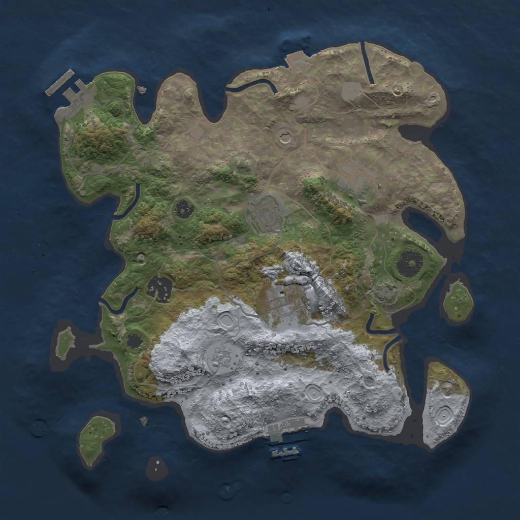 Rust Map: Procedural Map, Size: 3000, Seed: 46413, 12 Monuments
