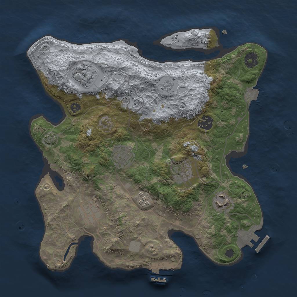 Rust Map: Procedural Map, Size: 3000, Seed: 1040175564, 15 Monuments