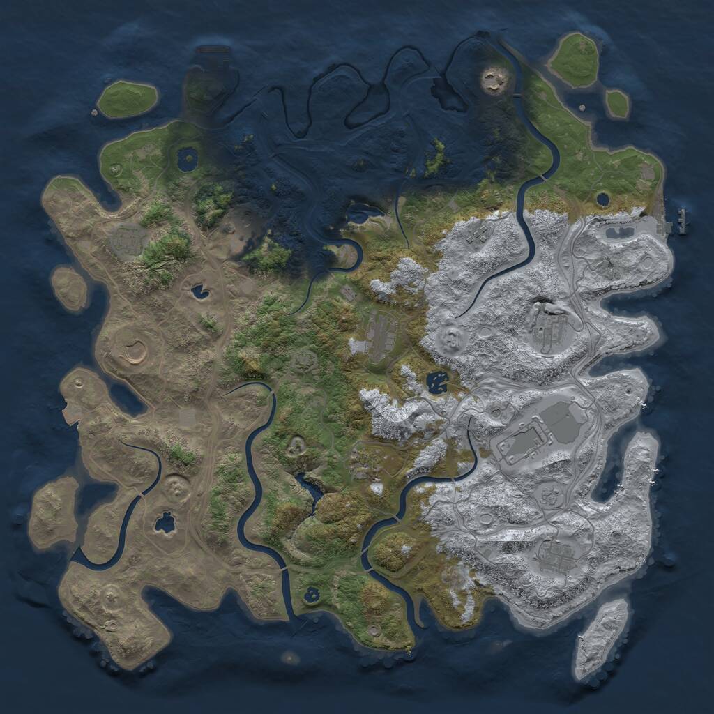 Rust Map: Procedural Map, Size: 4600, Seed: 495847177, 17 Monuments