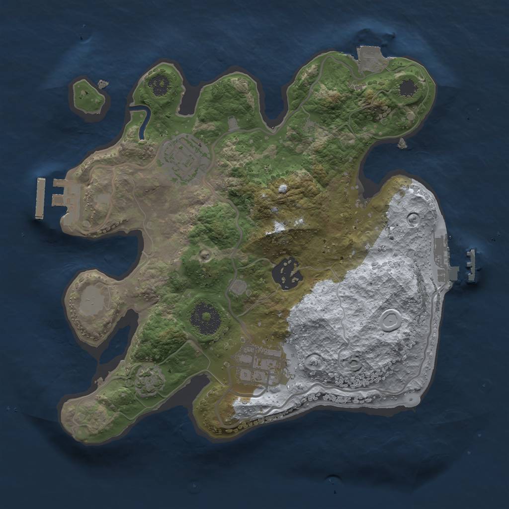 Rust Map: Procedural Map, Size: 2500, Seed: 1137059186, 9 Monuments
