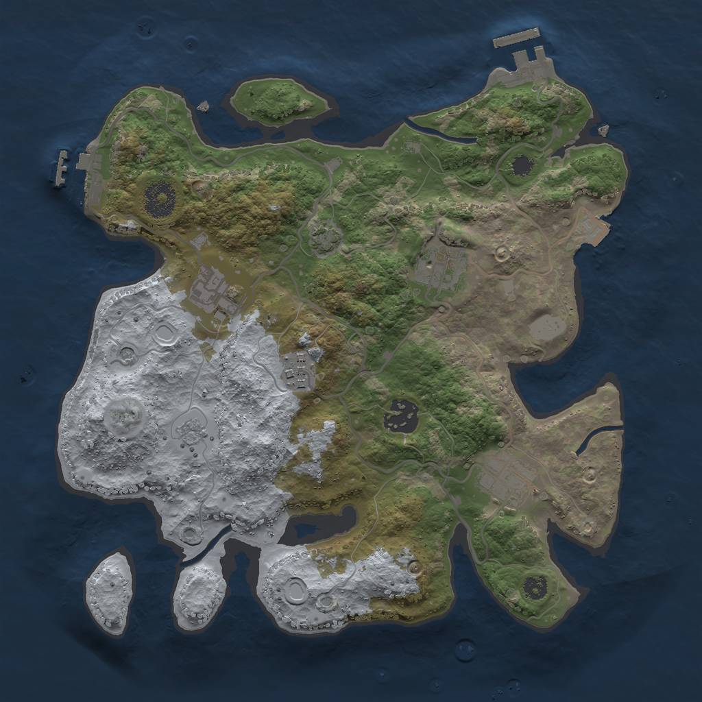 Rust Map: Procedural Map, Size: 3000, Seed: 32125, 13 Monuments