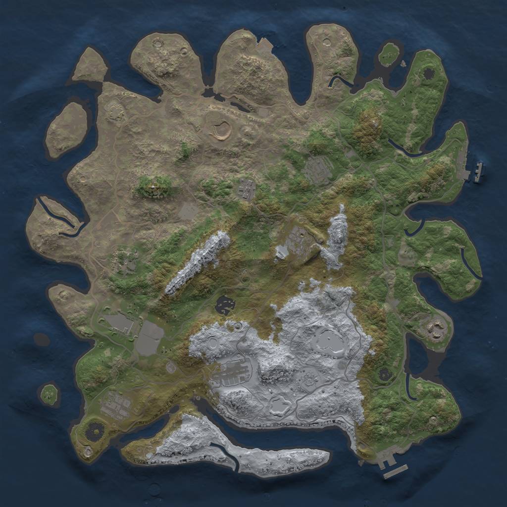 Rust Map: Procedural Map, Size: 4000, Seed: 258272784, 18 Monuments