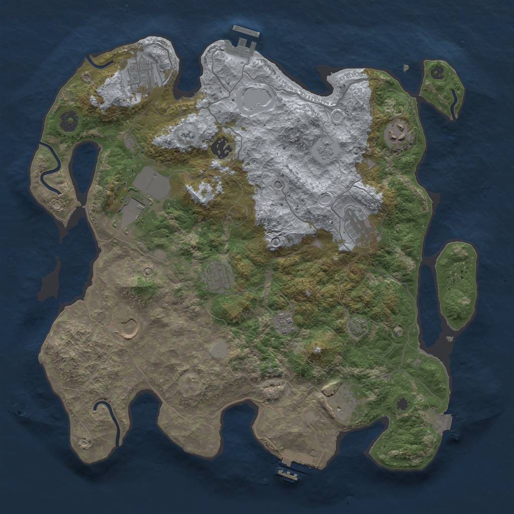 Rust Map: Procedural Map, Size: 3800, Seed: 15461, 17 Monuments