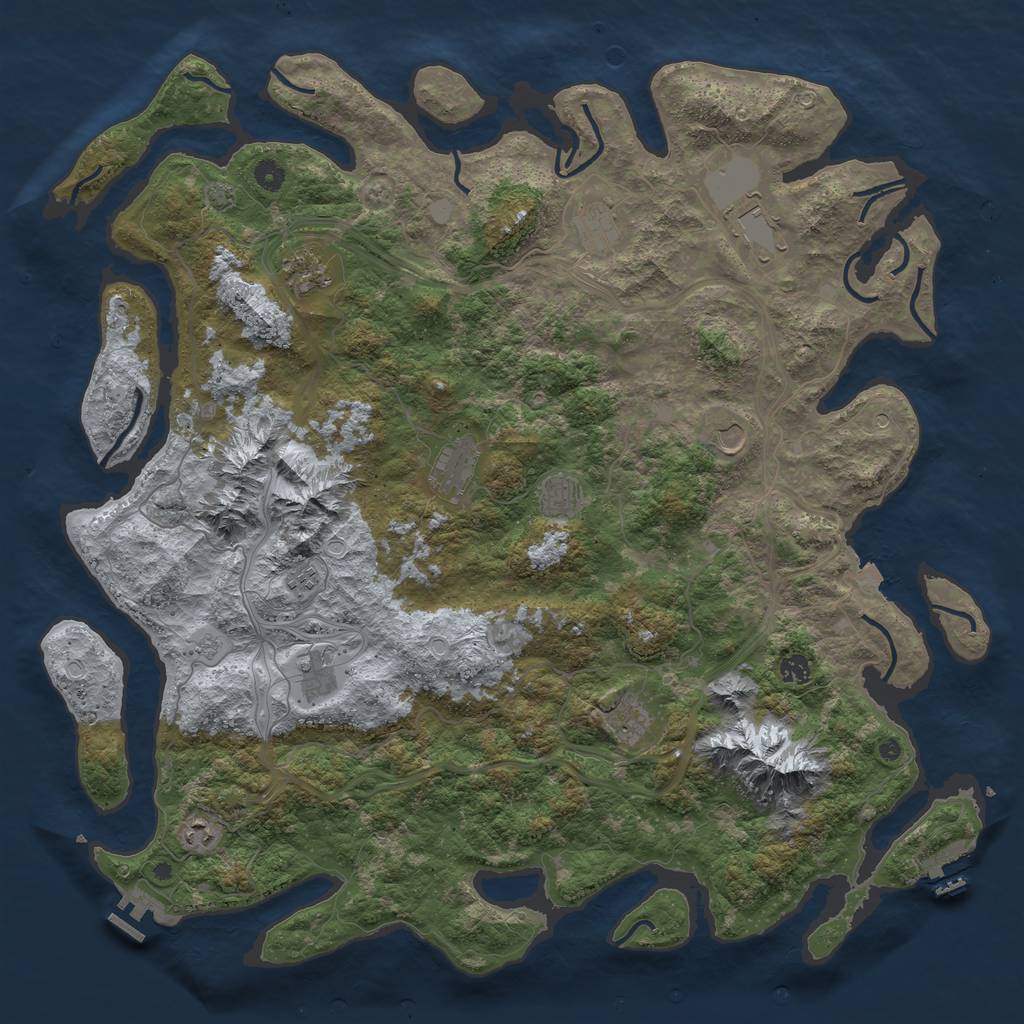 Rust Map: Procedural Map, Size: 5000, Seed: 725, 19 Monuments