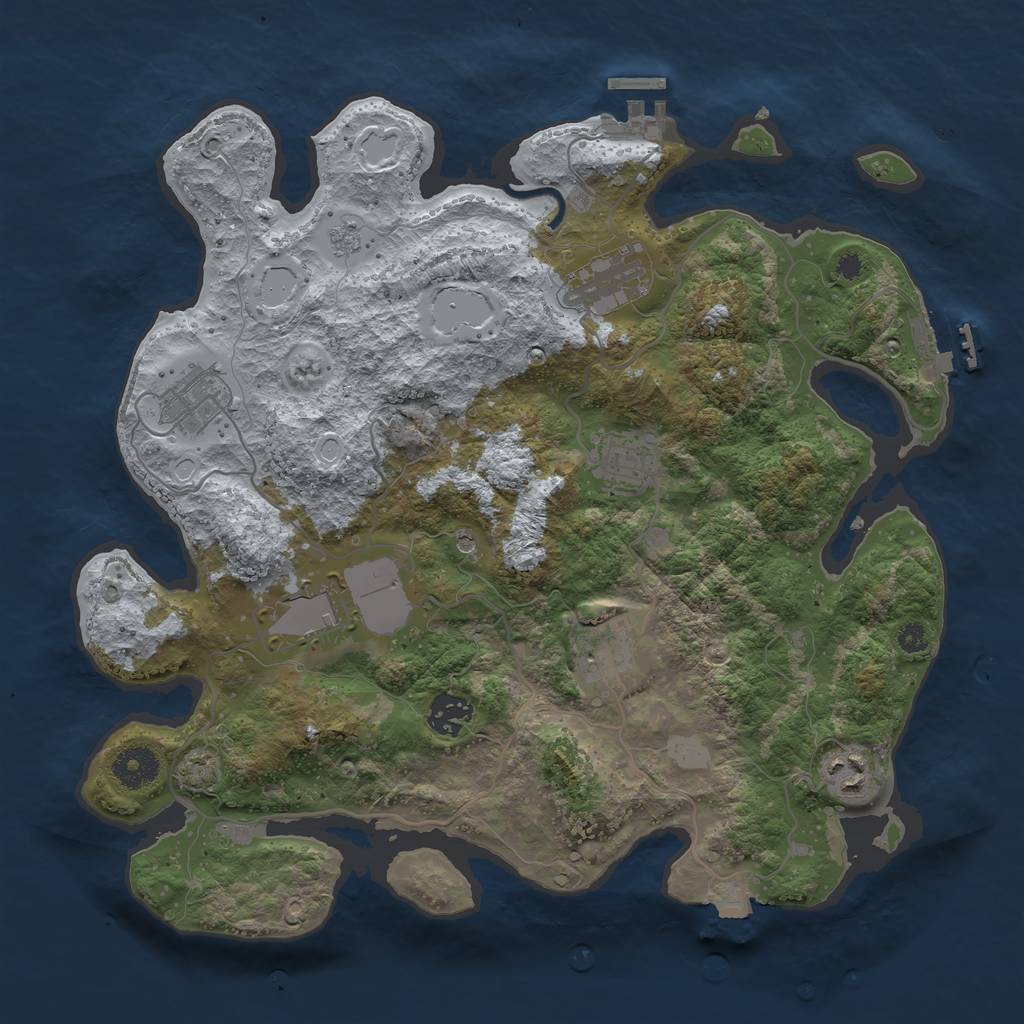 Rust Map: Procedural Map, Size: 3550, Seed: 1234575722, 15 Monuments