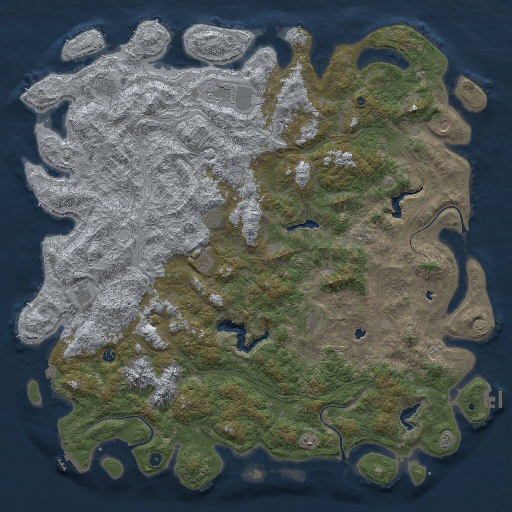 Rust Map: Procedural Map, Size: 6000, Seed: 342659637, 17 Monuments