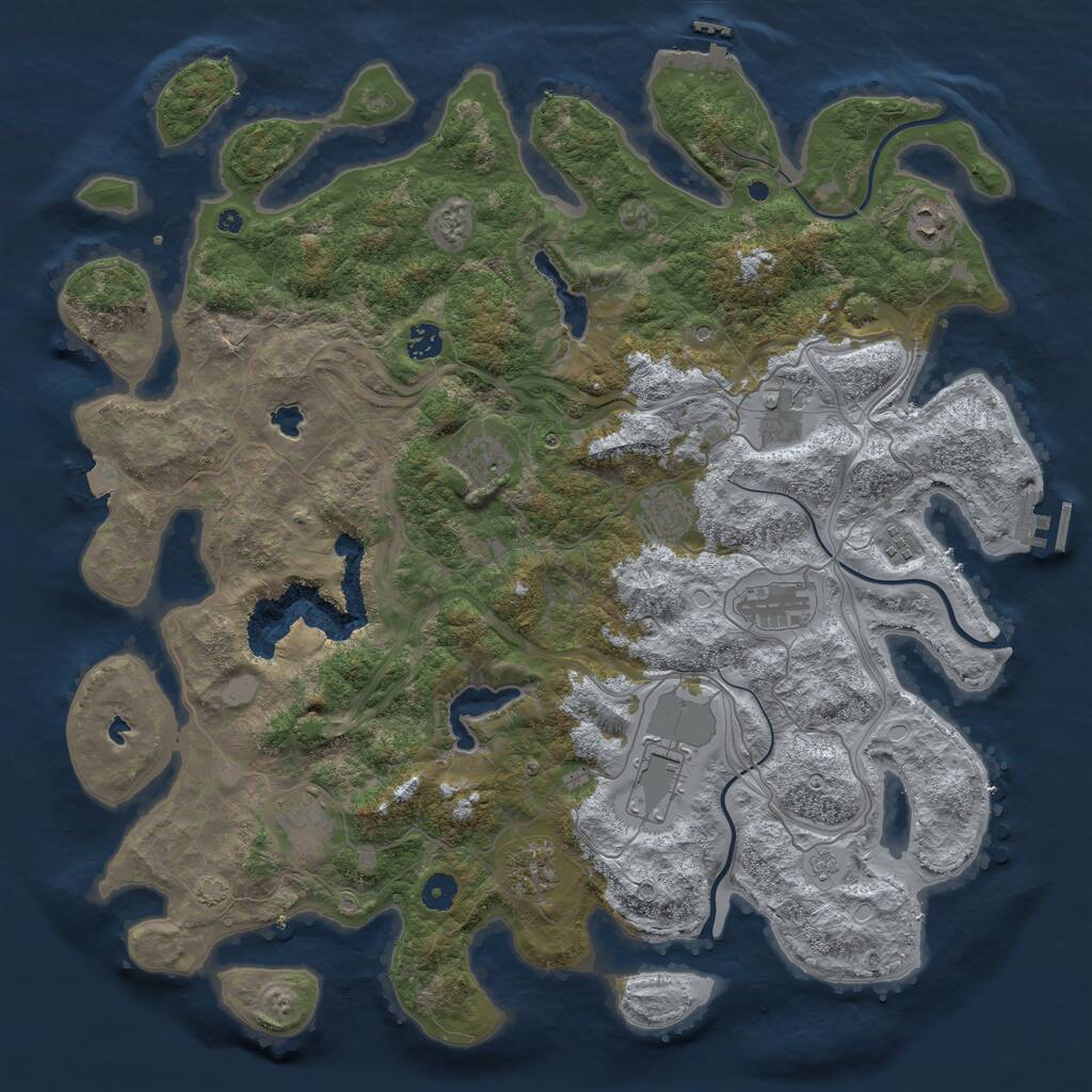 Rust Map: Procedural Map, Size: 4500, Seed: 8467295, 16 Monuments