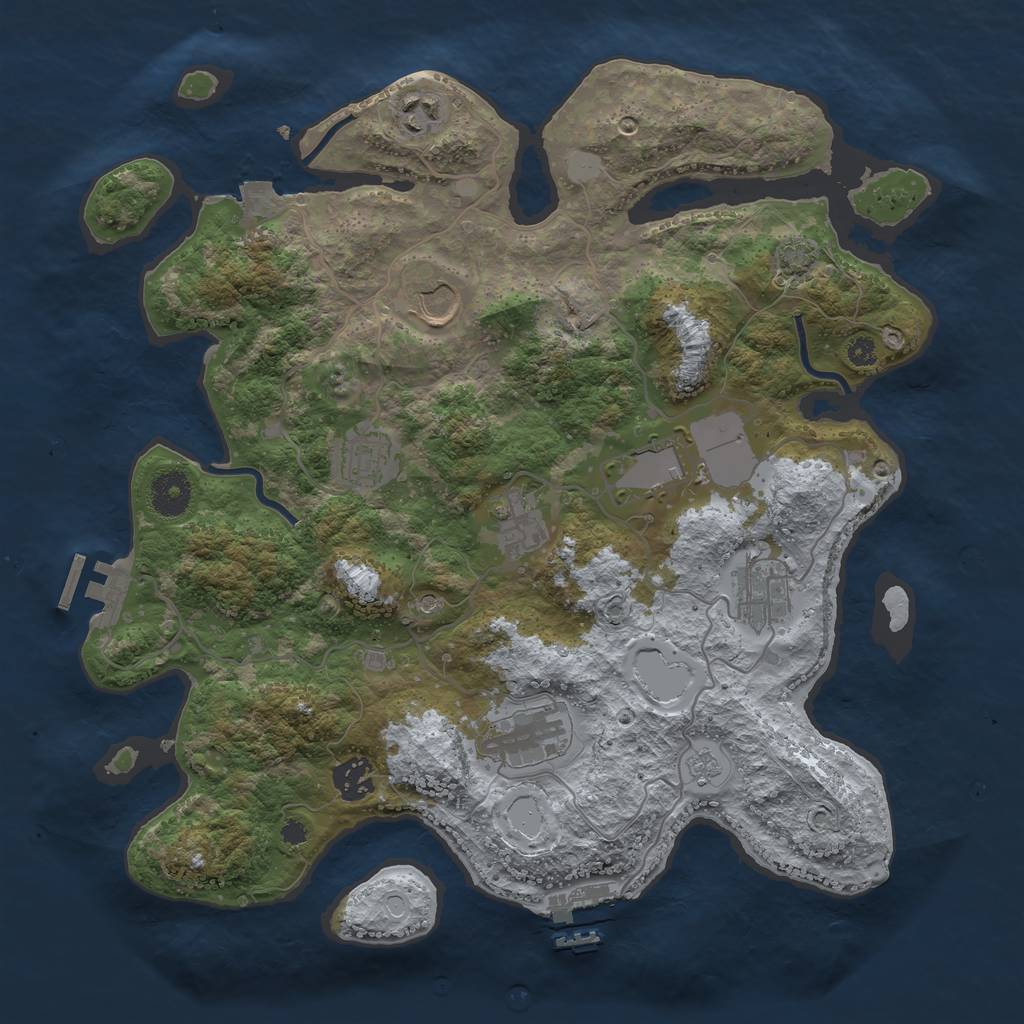 Rust Map: Procedural Map, Size: 3600, Seed: 12707, 16 Monuments