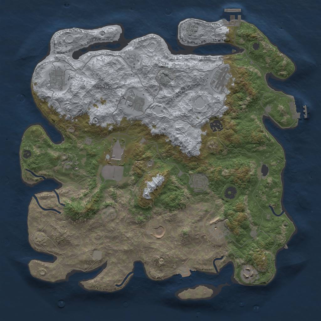 Rust Map: Procedural Map, Size: 3900, Seed: 510180766, 19 Monuments
