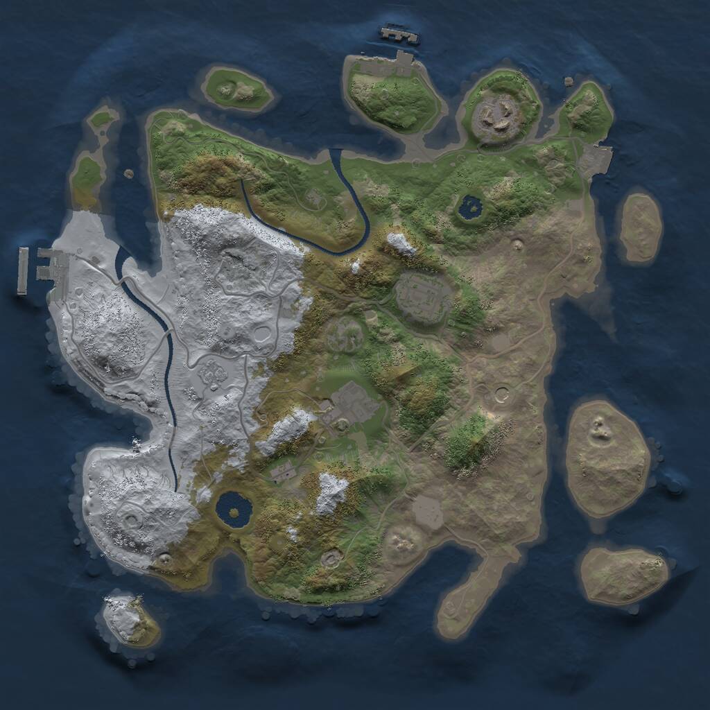 Rust Map: Procedural Map, Size: 3000, Seed: 1384900340, 8 Monuments