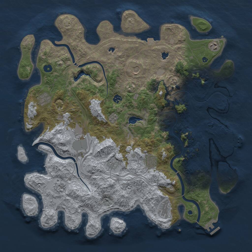 Rust Map: Procedural Map, Size: 4500, Seed: 960883728, 16 Monuments