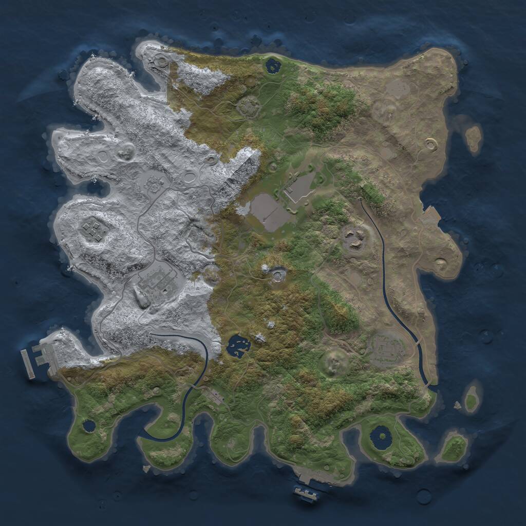 Rust Map: Procedural Map, Size: 3500, Seed: 1768012061, 12 Monuments