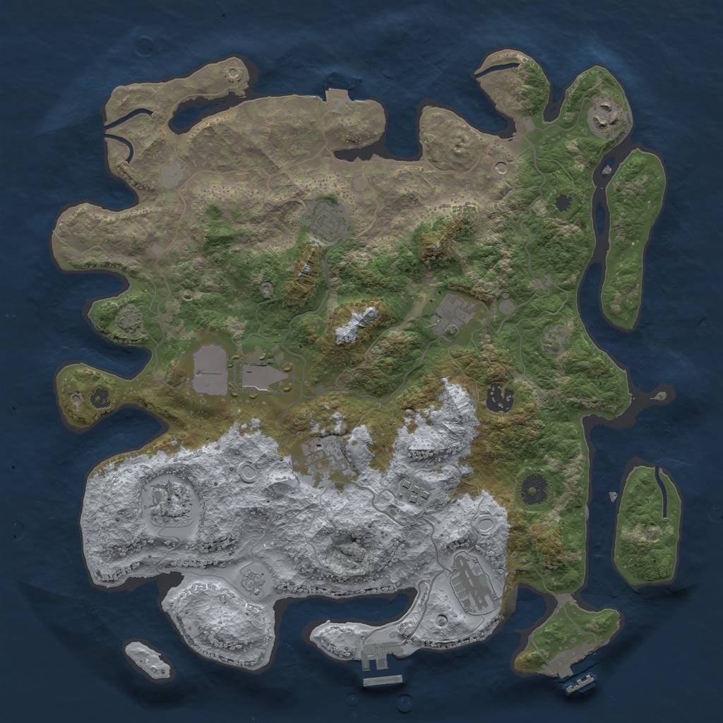 Rust Map: Procedural Map, Size: 3750, Seed: 882986695, 17 Monuments