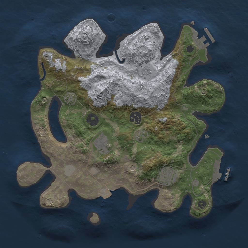 Rust Map: Procedural Map, Size: 3000, Seed: 2620, 11 Monuments