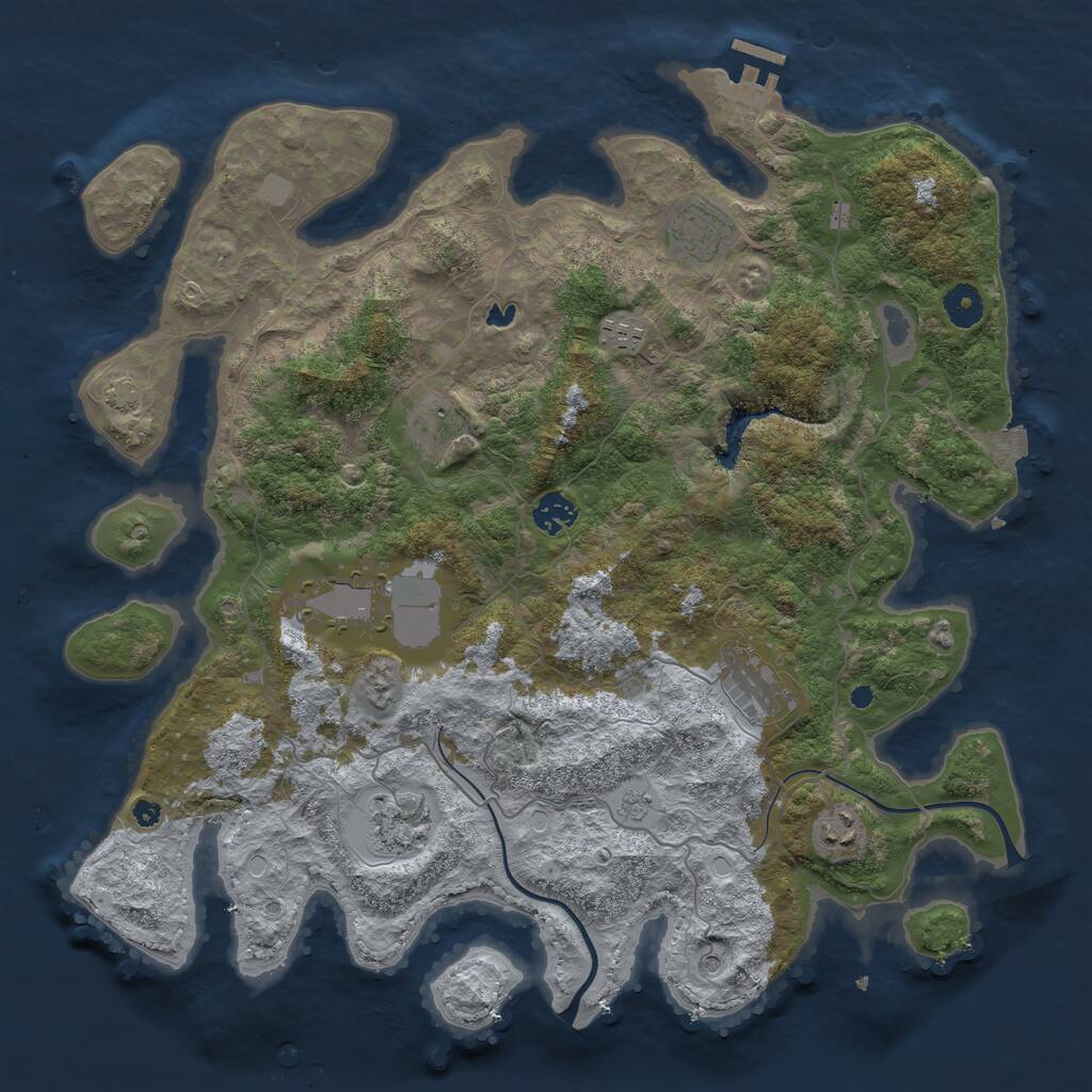 Rust Map: Procedural Map, Size: 4000, Seed: 909483, 13 Monuments