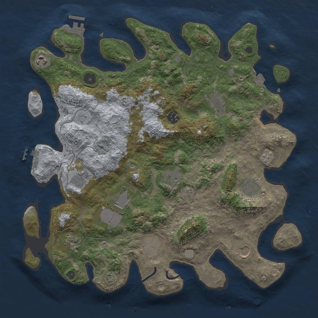 Rust Map: Procedural Map, Size: 4000, Seed: 1054633770, 19 Monuments