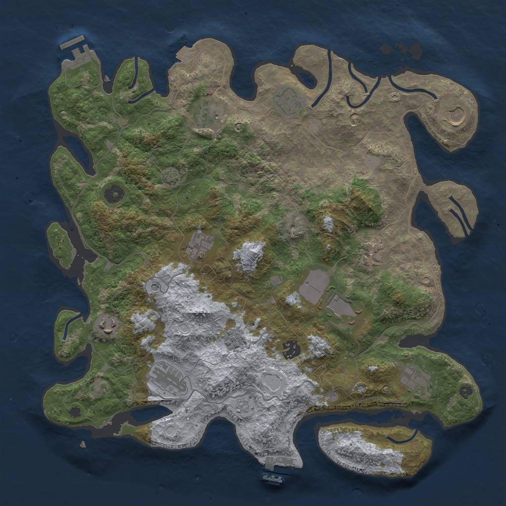 Rust Map: Procedural Map, Size: 4000, Seed: 1366139301, 19 Monuments