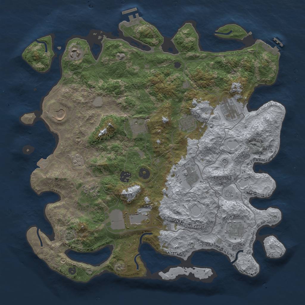 Rust Map: Procedural Map, Size: 4000, Seed: 20132, 19 Monuments