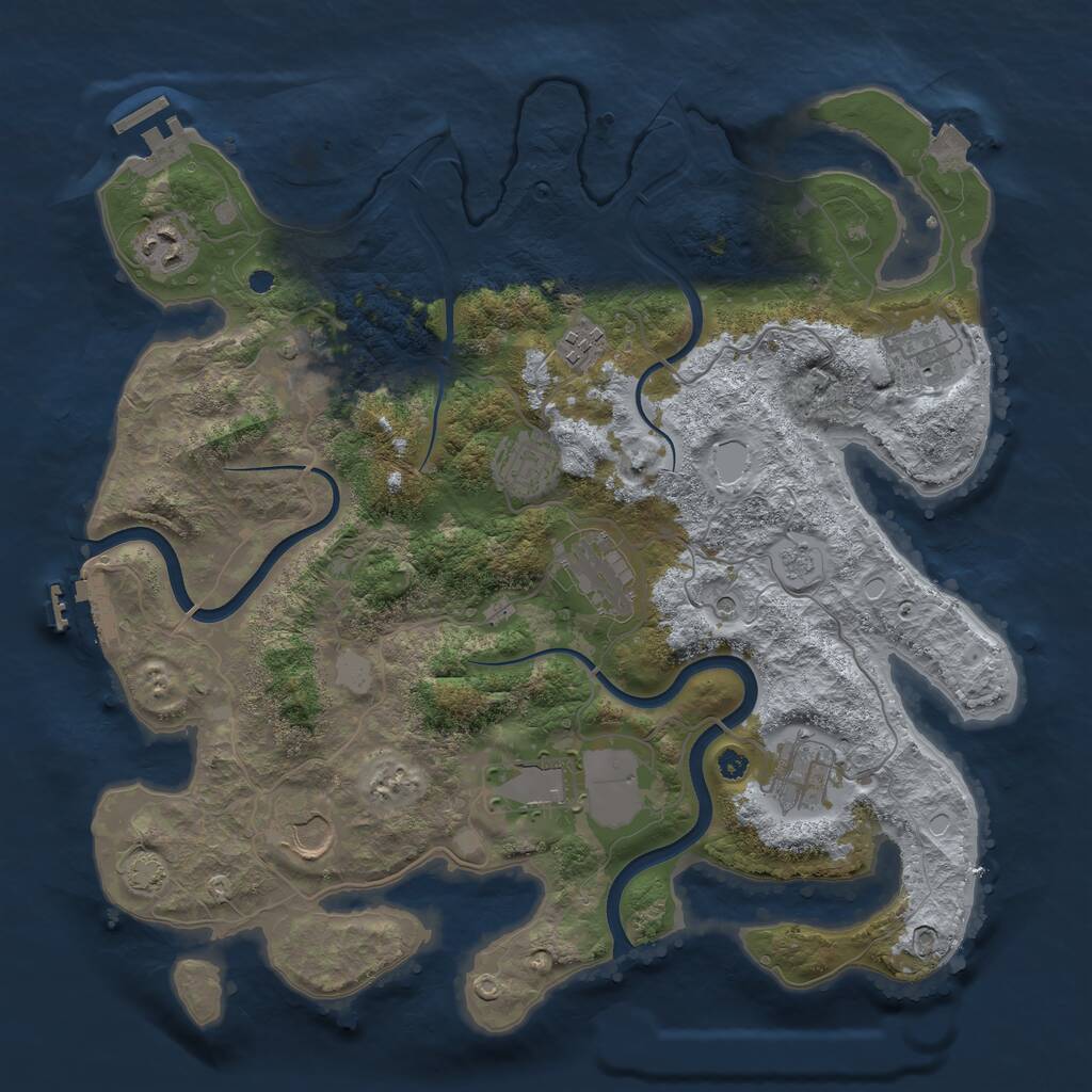Rust Map: Procedural Map, Size: 3700, Seed: 65435, 15 Monuments