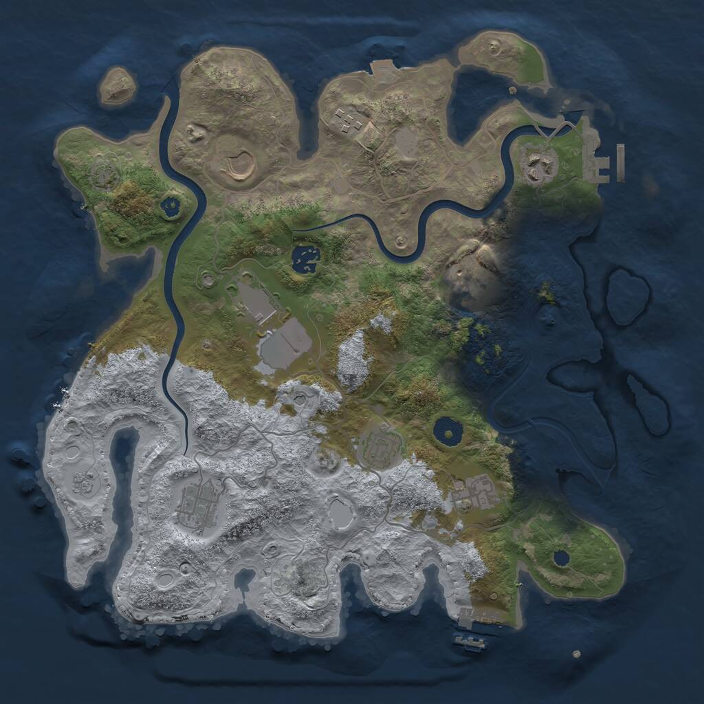 Rust Map: Procedural Map, Size: 3600, Seed: 1138890809, 15 Monuments