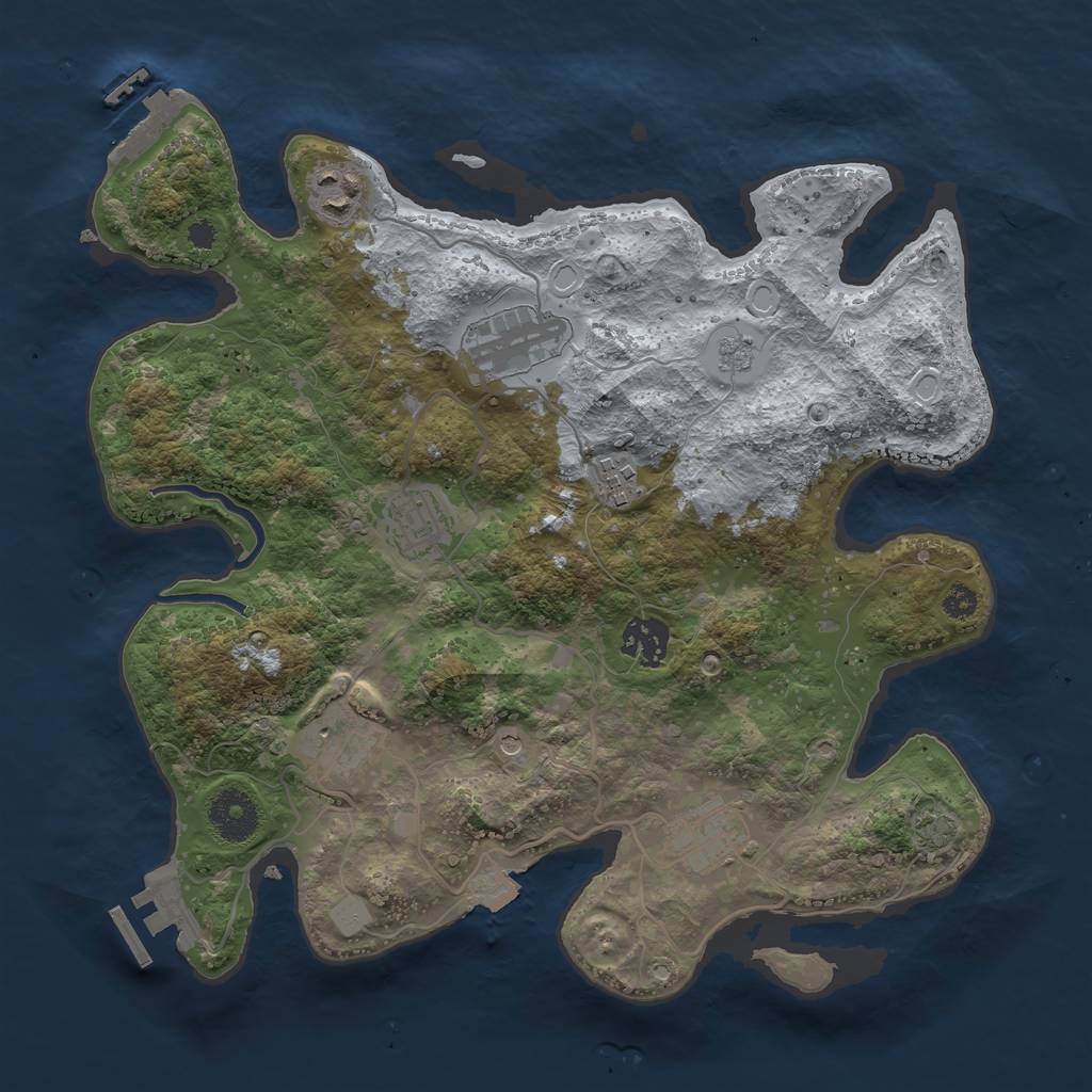 Rust Map: Procedural Map, Size: 3300, Seed: 2071663103, 15 Monuments