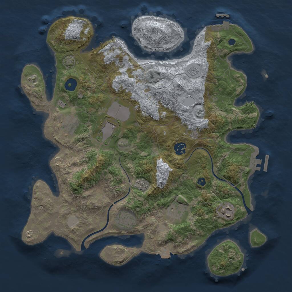 Rust Map: Procedural Map, Size: 3500, Seed: 1323857562, 13 Monuments