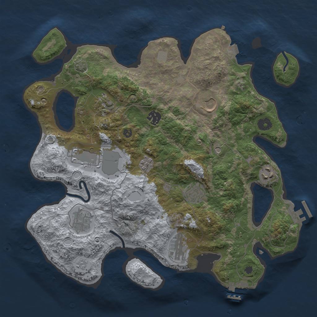 Rust Map: Procedural Map, Size: 3500, Seed: 444783946, 17 Monuments