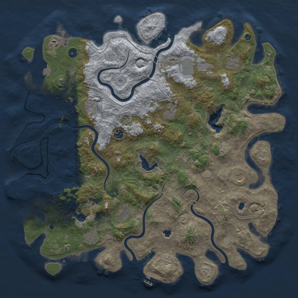 Rust Map: Procedural Map, Size: 4900, Seed: 1173762971, 17 Monuments