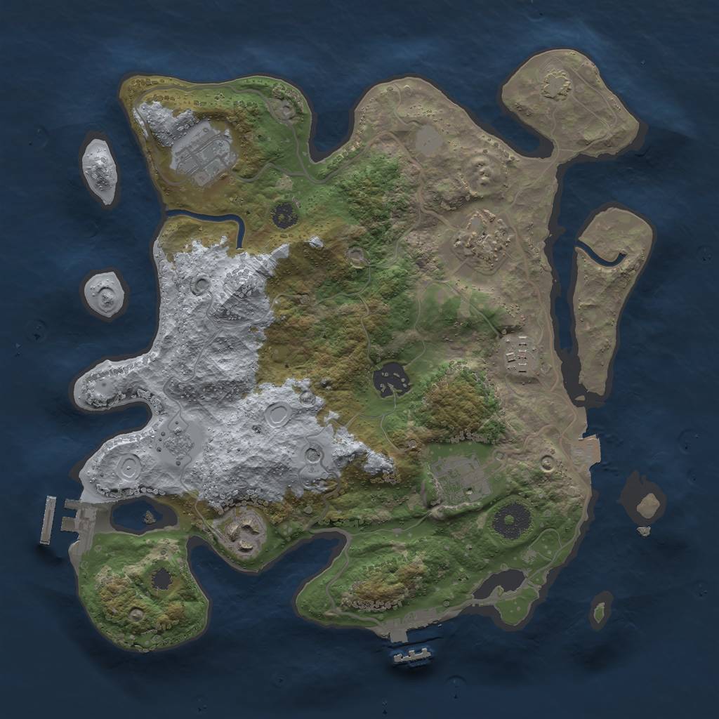 Rust Map: Procedural Map, Size: 3000, Seed: 1999796606, 14 Monuments