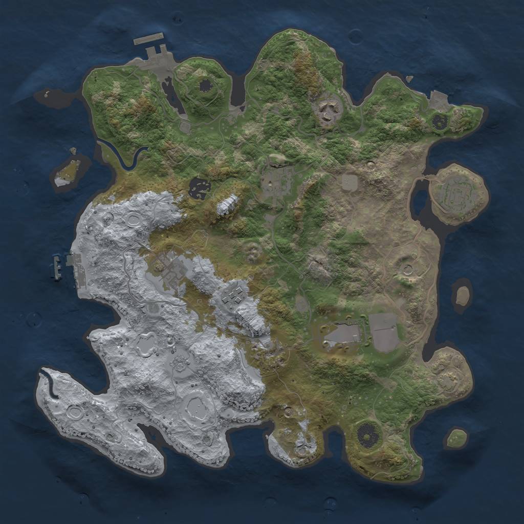 Rust Map: Procedural Map, Size: 3500, Seed: 579177467, 16 Monuments