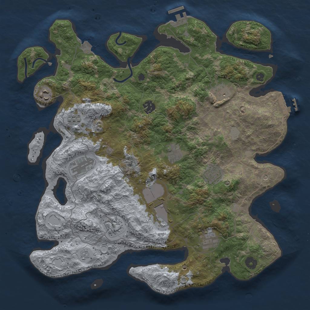 Rust Map: Procedural Map, Size: 3800, Seed: 15884114, 18 Monuments