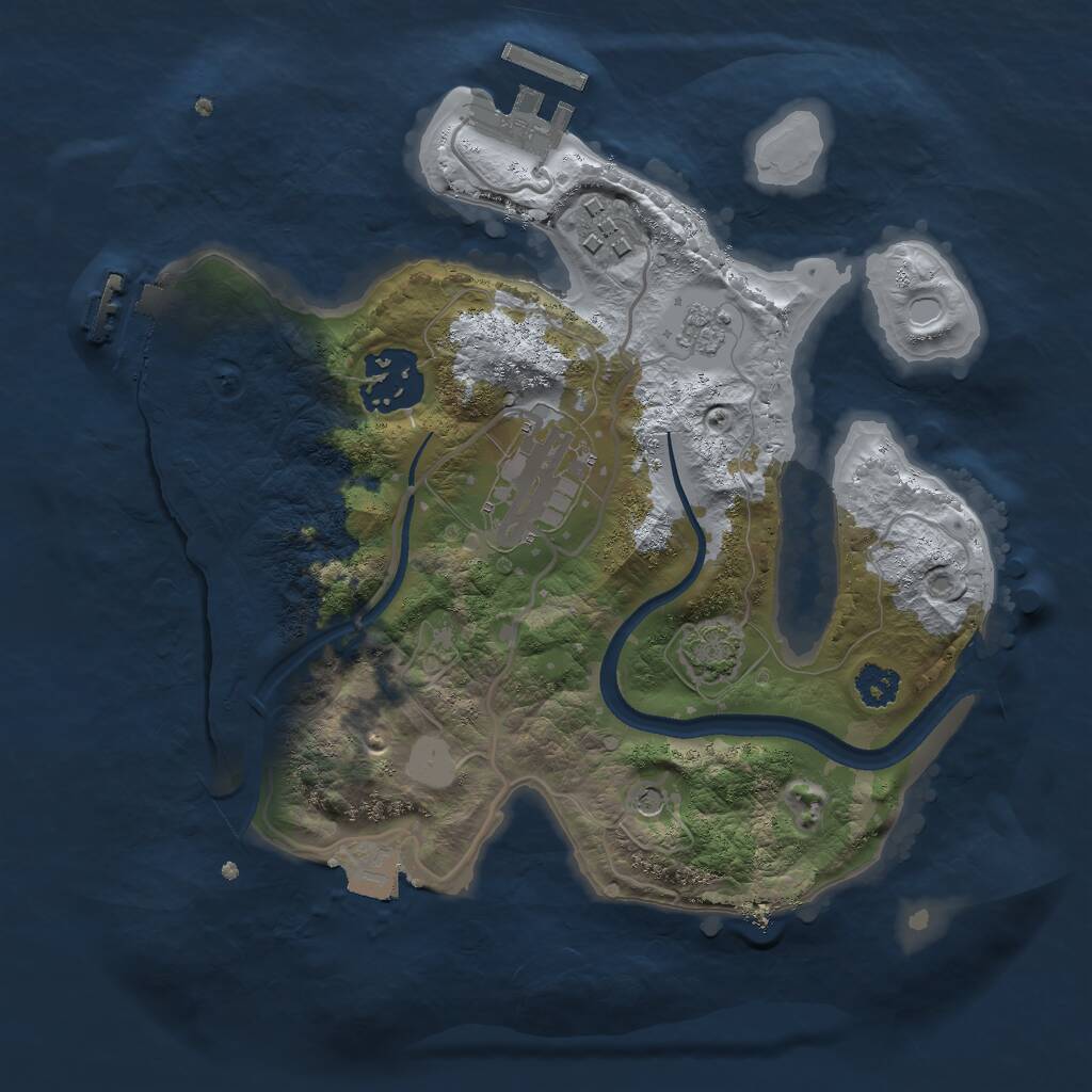 Rust Map: Procedural Map, Size: 2500, Seed: 124230943, 9 Monuments