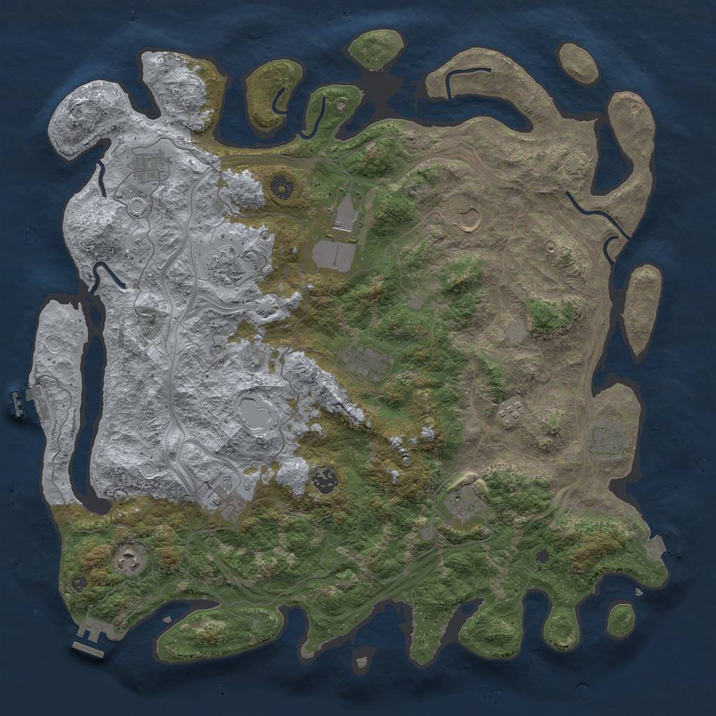 Rust Map: Procedural Map, Size: 4500, Seed: 2138057536, 19 Monuments