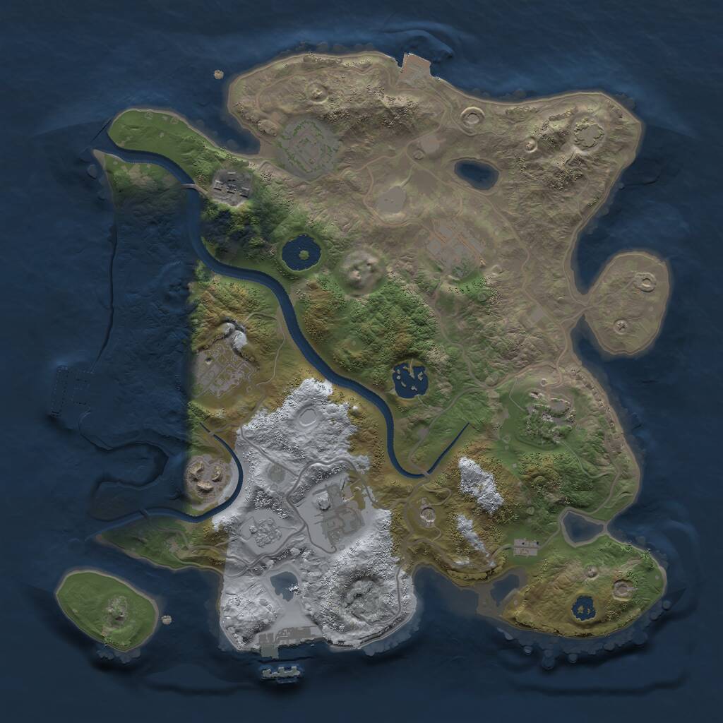 Rust Map: Procedural Map, Size: 3000, Seed: 8205, 14 Monuments