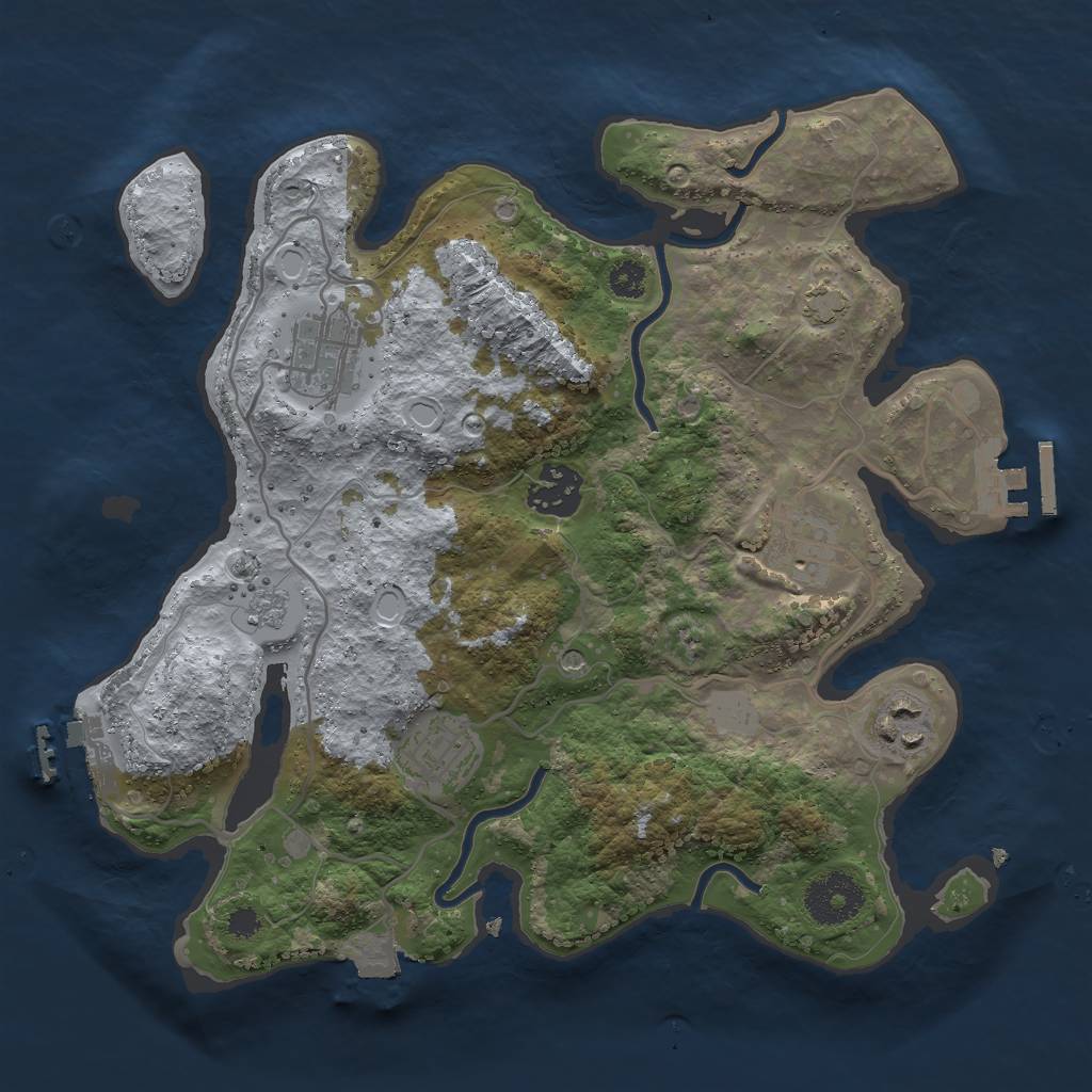 Rust Map: Procedural Map, Size: 3000, Seed: 2105693, 13 Monuments