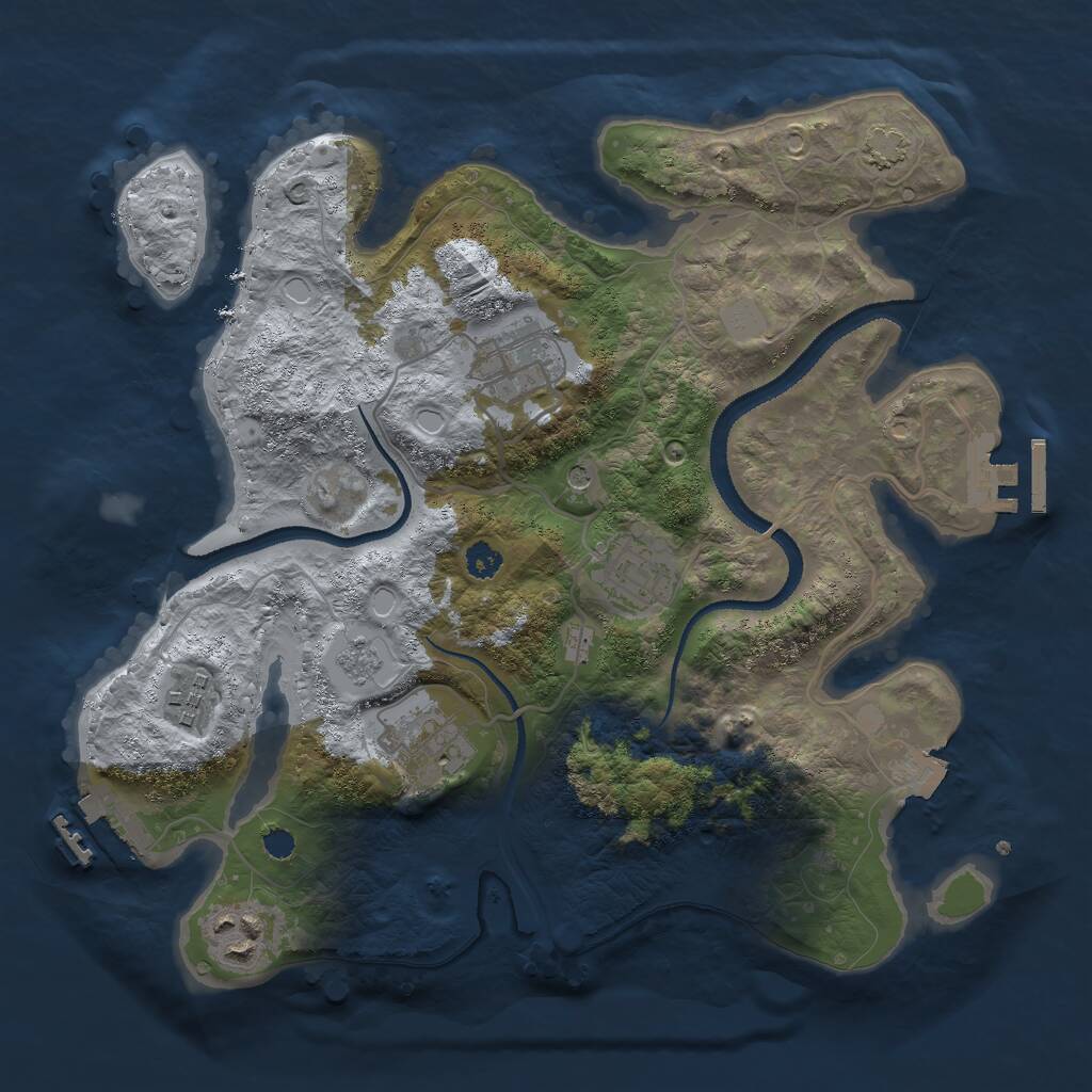 Rust Map: Procedural Map, Size: 3000, Seed: 2105693, 11 Monuments