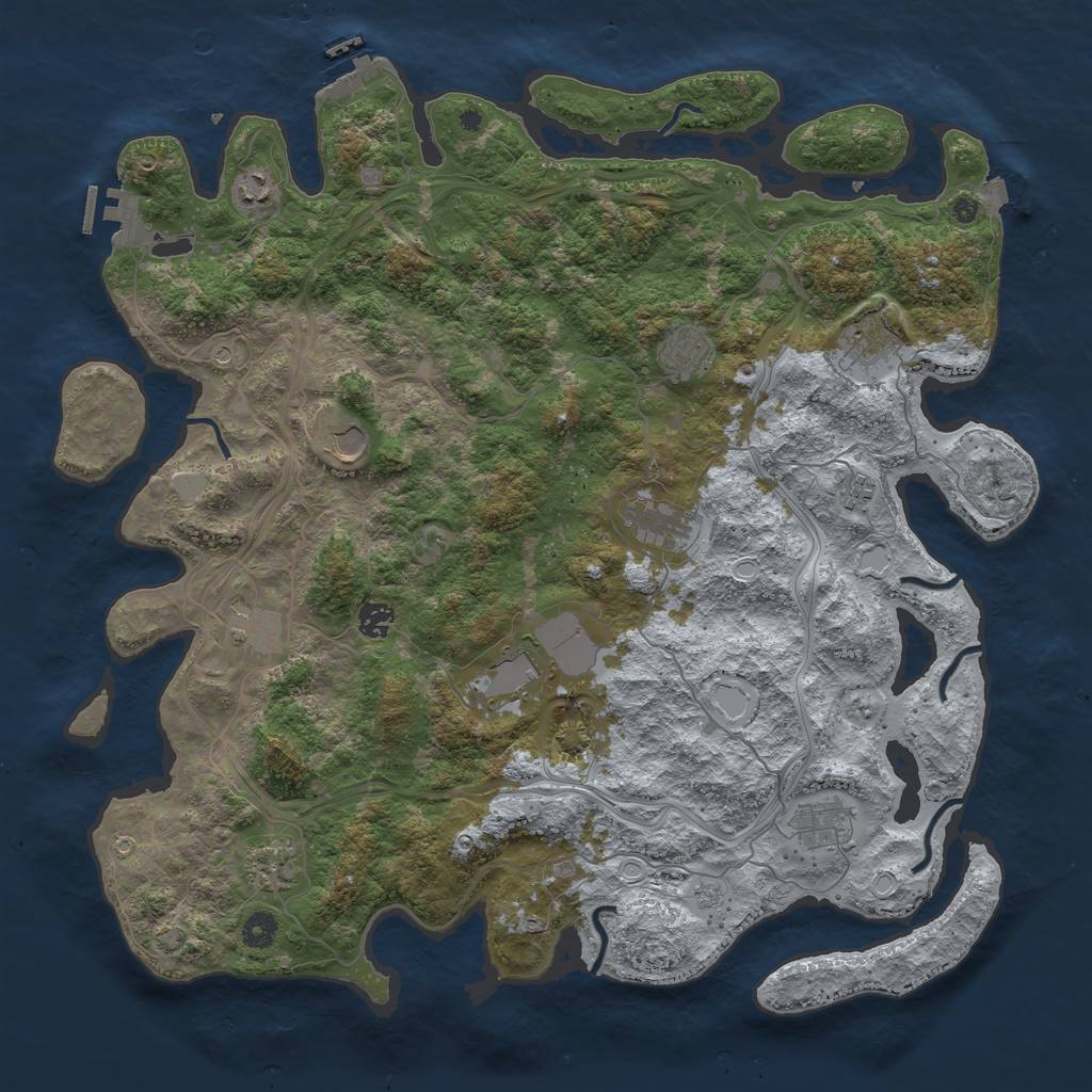 Rust Map: Procedural Map, Size: 4500, Seed: 864323763, 19 Monuments