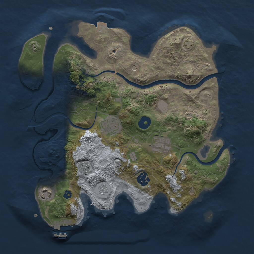 Rust Map: Procedural Map, Size: 3000, Seed: 16976, 10 Monuments