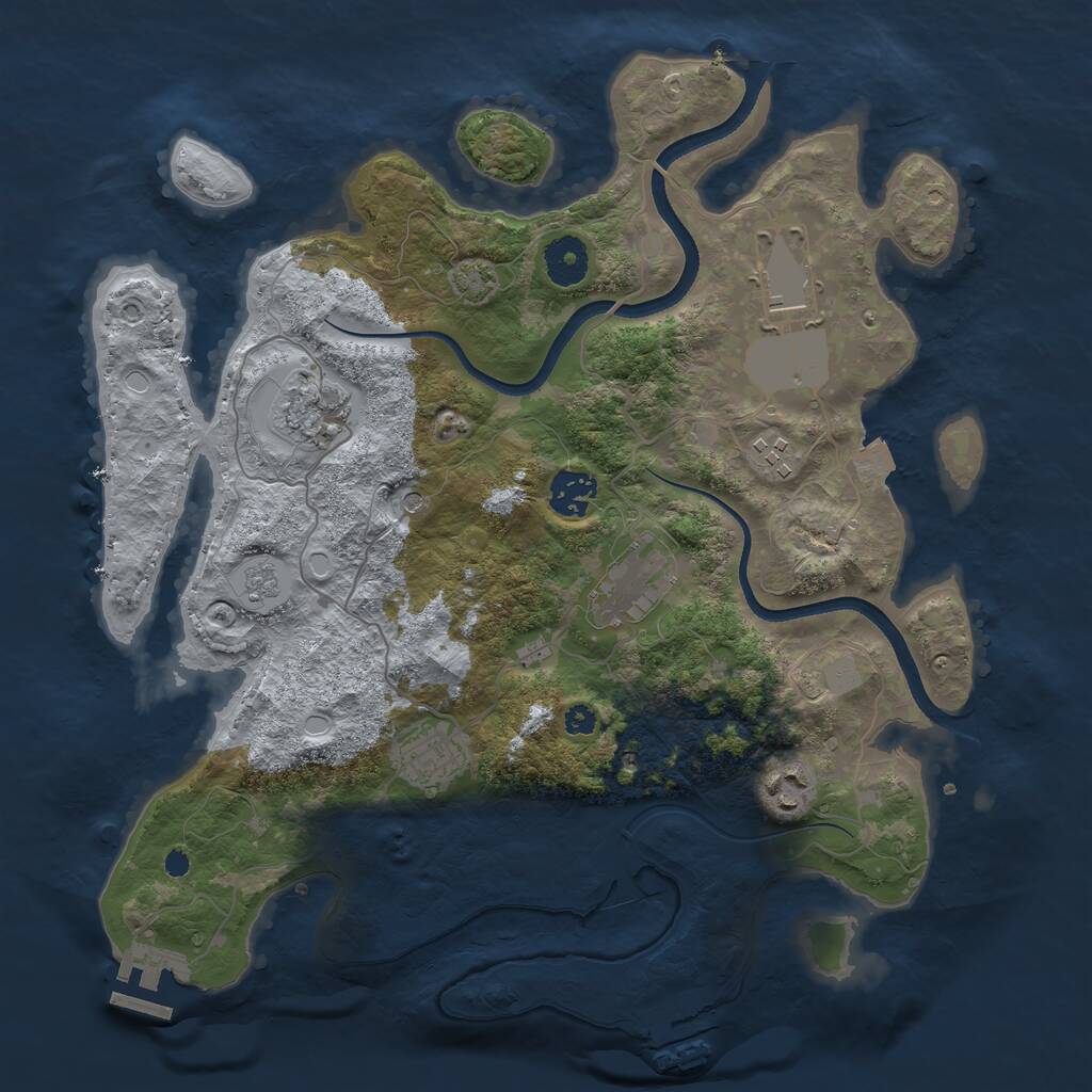 Rust Map: Procedural Map, Size: 3500, Seed: 1025478753, 13 Monuments