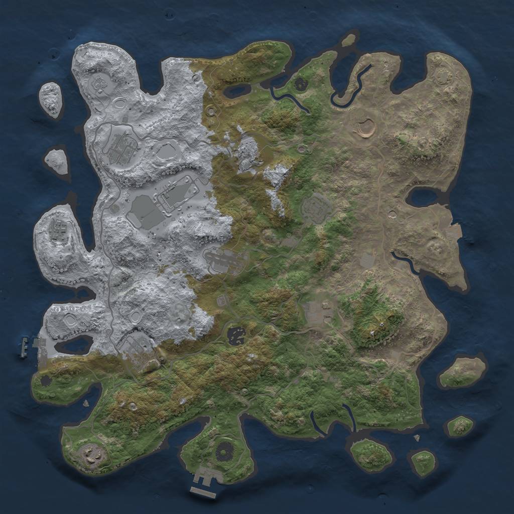 Rust Map: Procedural Map, Size: 4000, Seed: 627592729, 19 Monuments