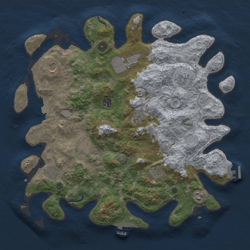Rust Map: Procedural Map, Size: 4000, Seed: 654896541, 18 Monuments