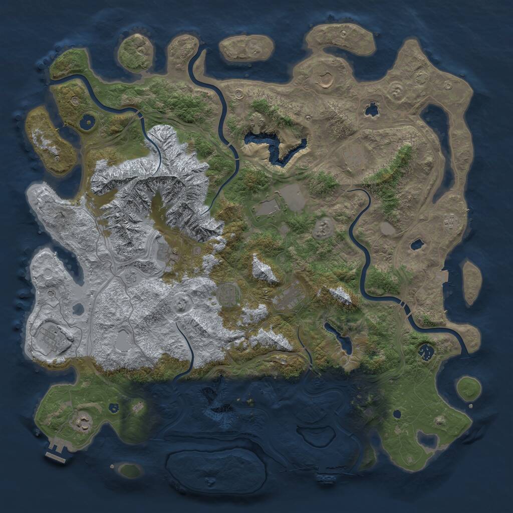 Rust Map: Procedural Map, Size: 5000, Seed: 1723055689, 16 Monuments