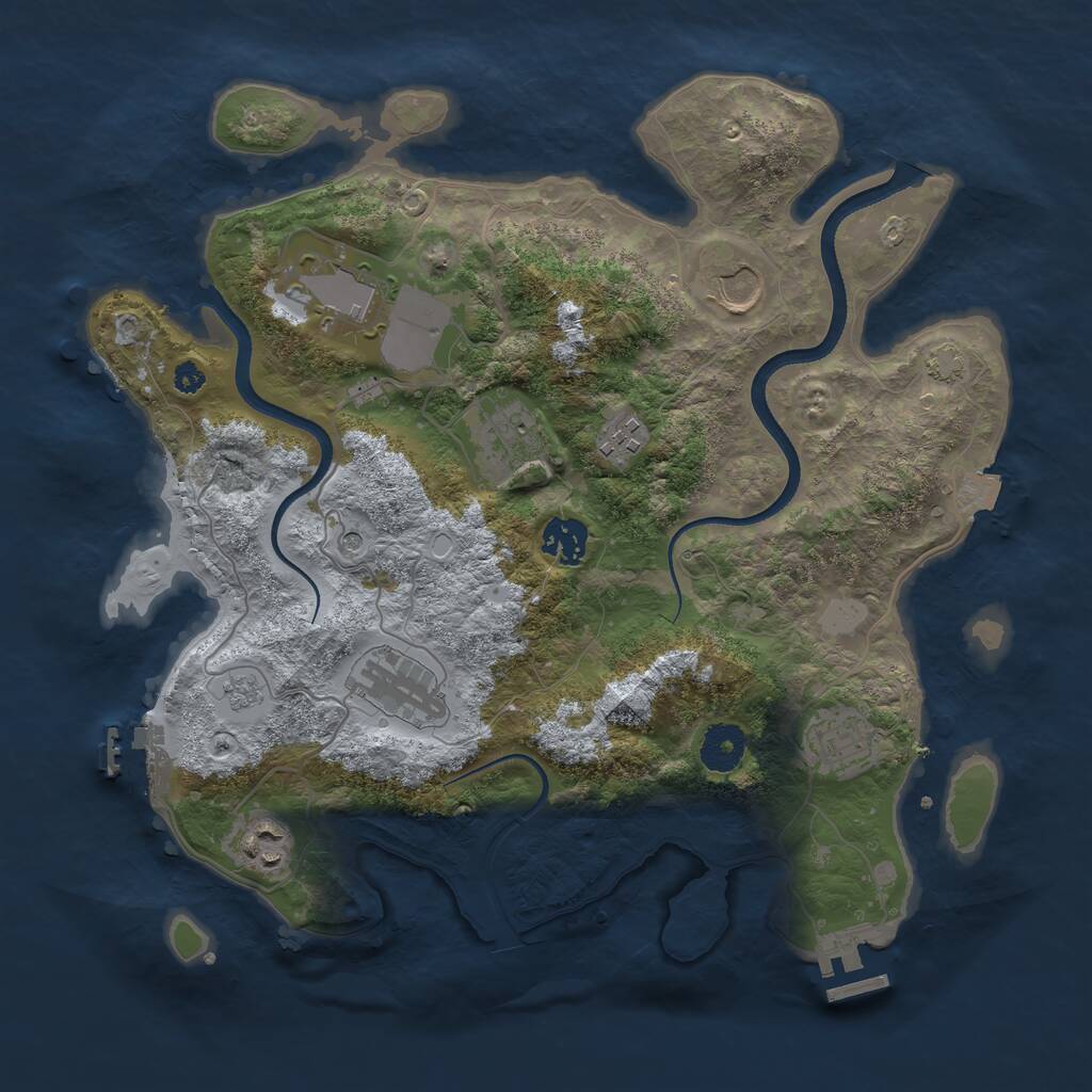 Rust Map: Procedural Map, Size: 3500, Seed: 881263055, 14 Monuments