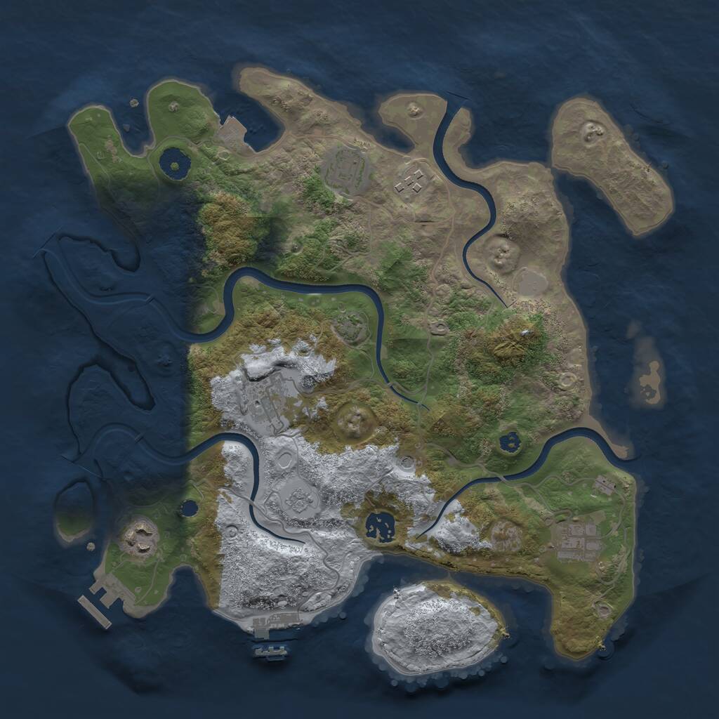 Rust Map: Procedural Map, Size: 3500, Seed: 857196477, 12 Monuments