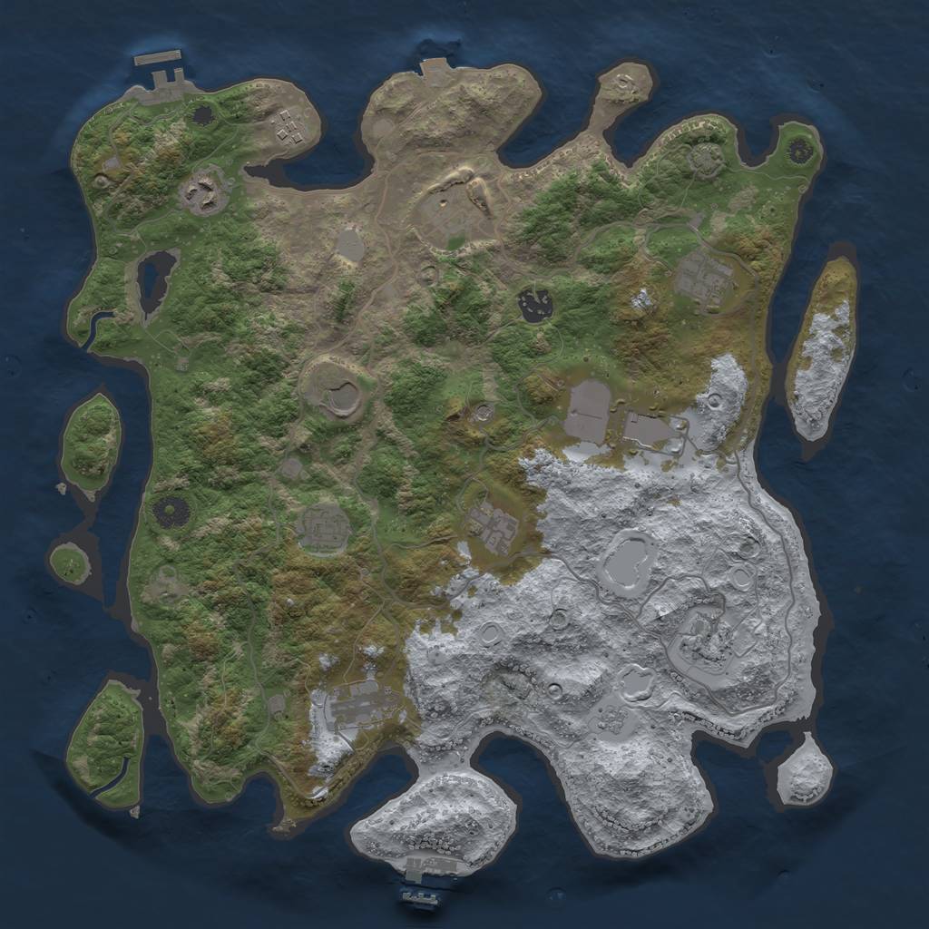 Rust Map: Procedural Map, Size: 4000, Seed: 2097225225, 19 Monuments