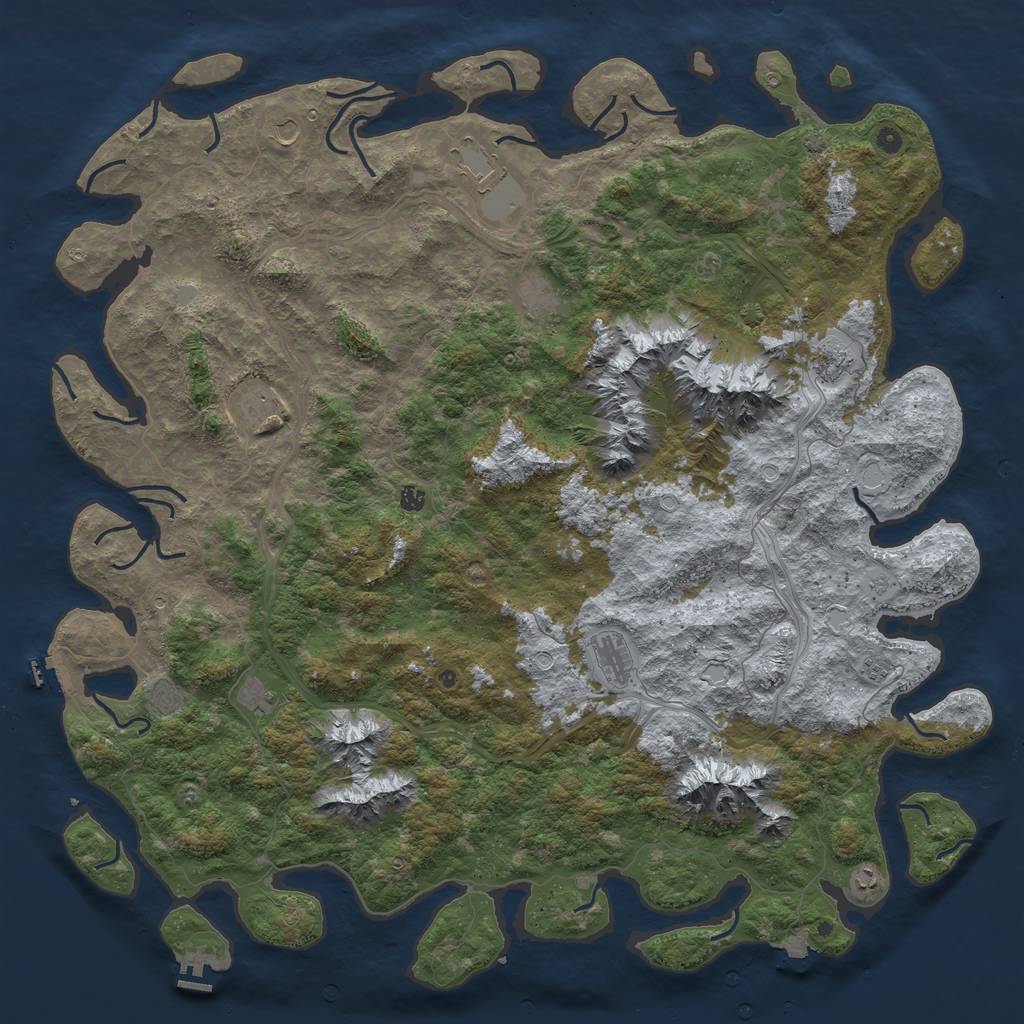 Rust Map: Procedural Map, Size: 6000, Seed: 943228023, 19 Monuments